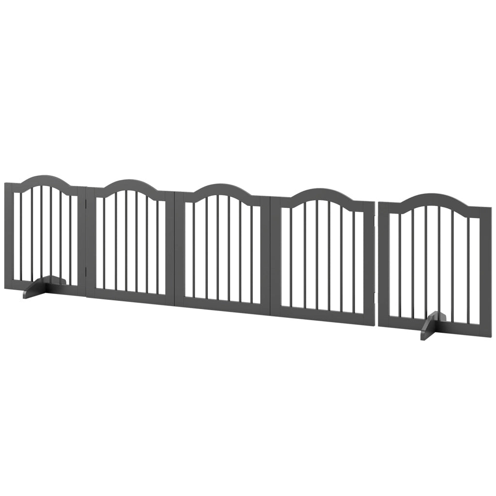 Cancello per Cani a Pannelli 5 Ante ¨C zephmum ¨C Nero 261.5x29.5x61 cm