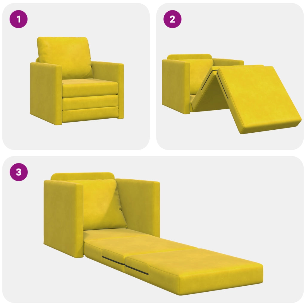 Sofa letto 2-in-1 Giallo scuro 74x77x81 cm in velluto