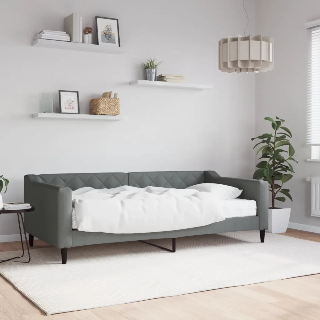 Divano Letto con Materasso Grigio Scuro 90x190 cm in Tessuto 3197419