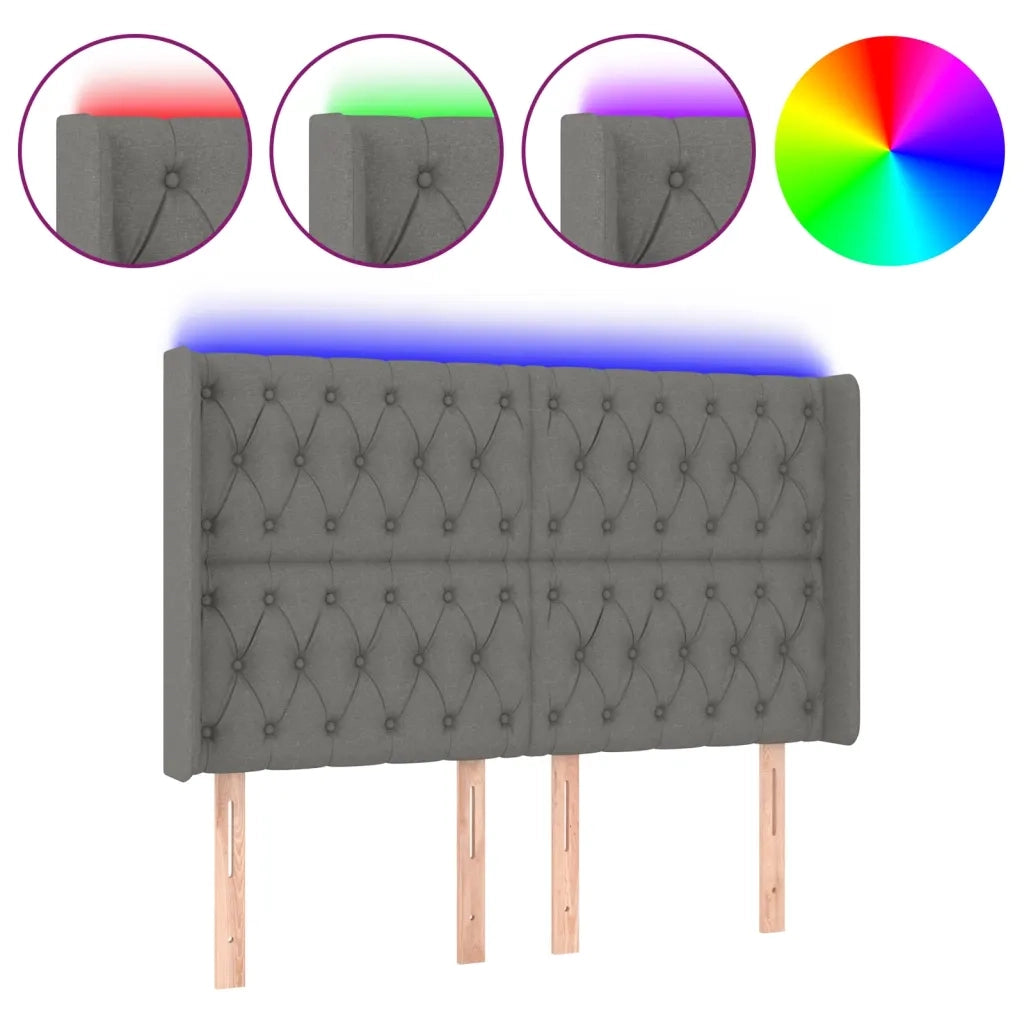 Testiera a LED-Testata con LED GrigioScuro 147x16x118/128cm inTessuto 595570