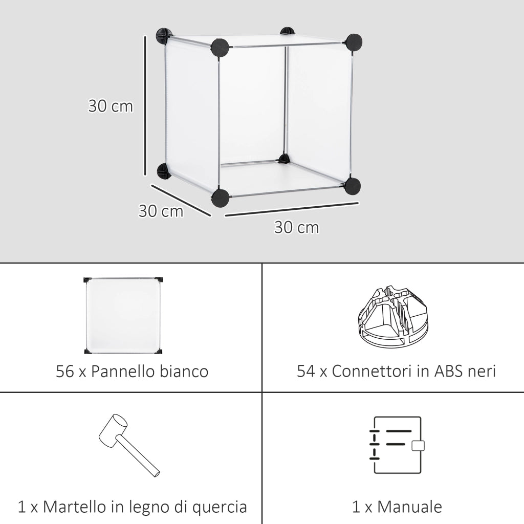 Scarpiera 16 Cubi Salvaspazio ¨C zephmum ¨C Acciaio e PP Trasparente 125x32x125 cm