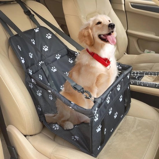 Sedile per cani 40 x 34 x 25 cm - Sedile di sicurezza per cani piccoli - Respirante, Ripiegabile, Impermeabile - Sedile per cani con cintura per protezione in auto