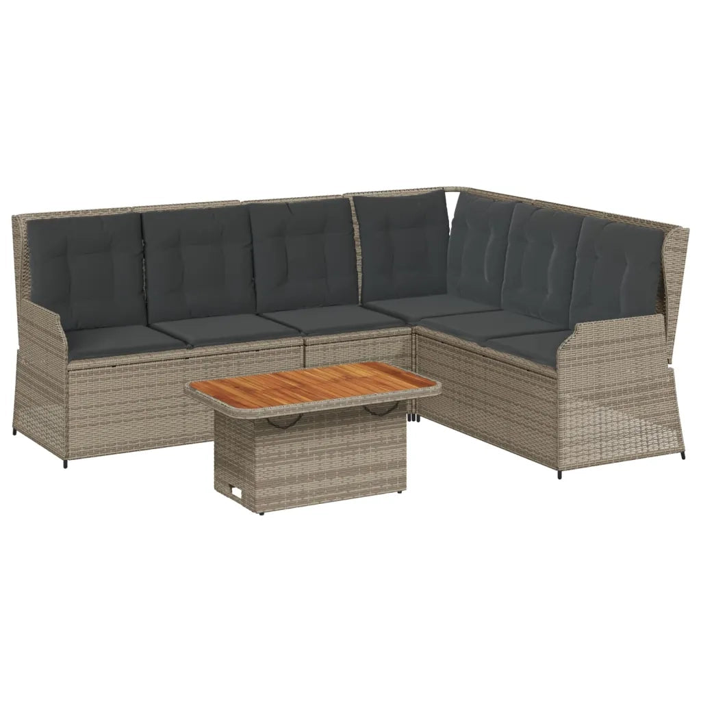 Set Divani da Giardino 5 pz con Cuscini in Polyrattan Grigio