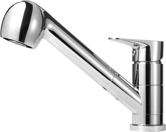 Faucetta Uscibile per Lavabo Rotativa 360°, con Colonna di Scarico e Rubinetto per Doccia 2 Posizioni, Acciaio Inox, Argento (C-Lage Curva)