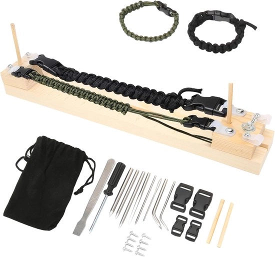 Ferramenta DIY per Armband in Paracord con Funzioni di Tessitura e Intreccio in Legno