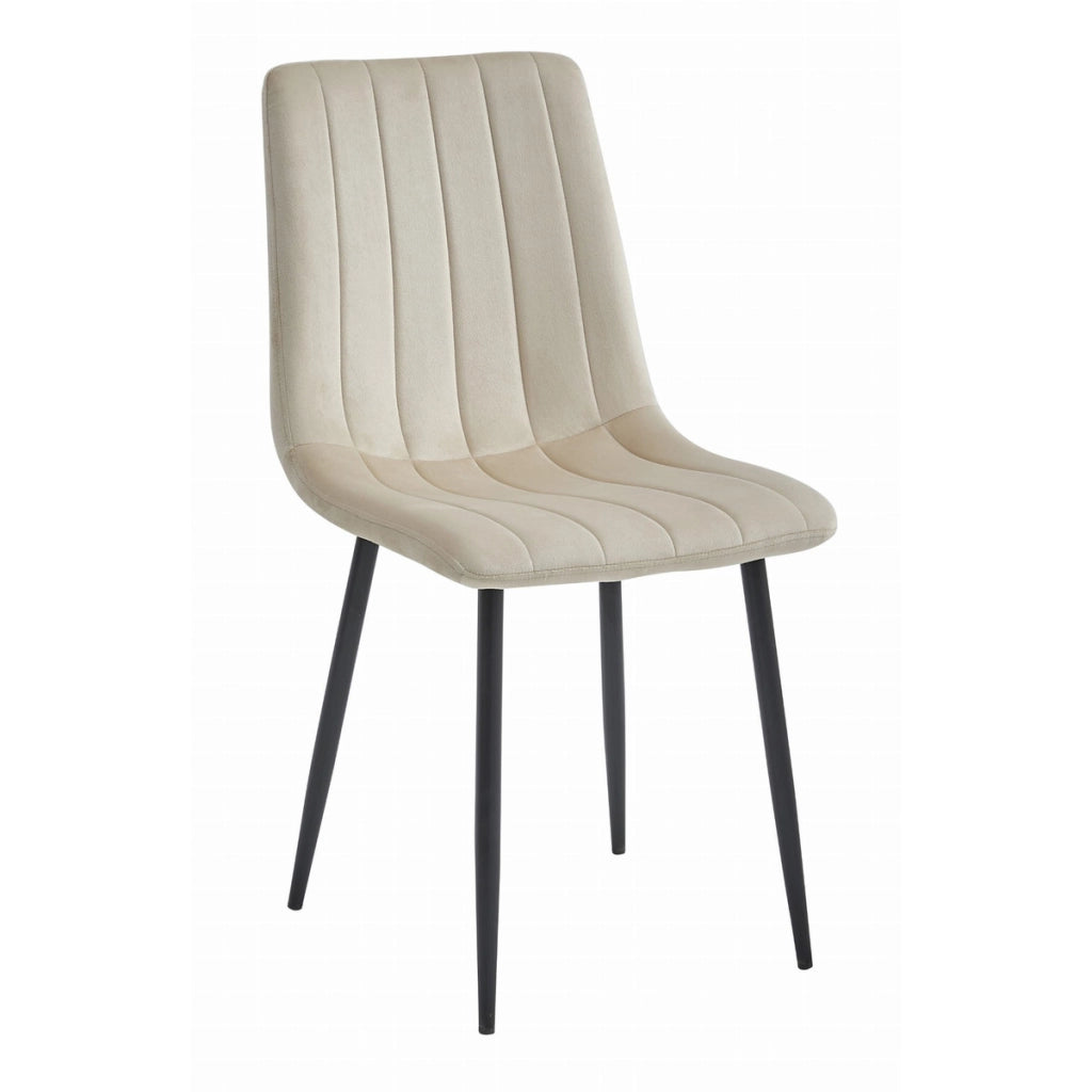 Sedia LAVA in velluto beige chiaro con gambe nere