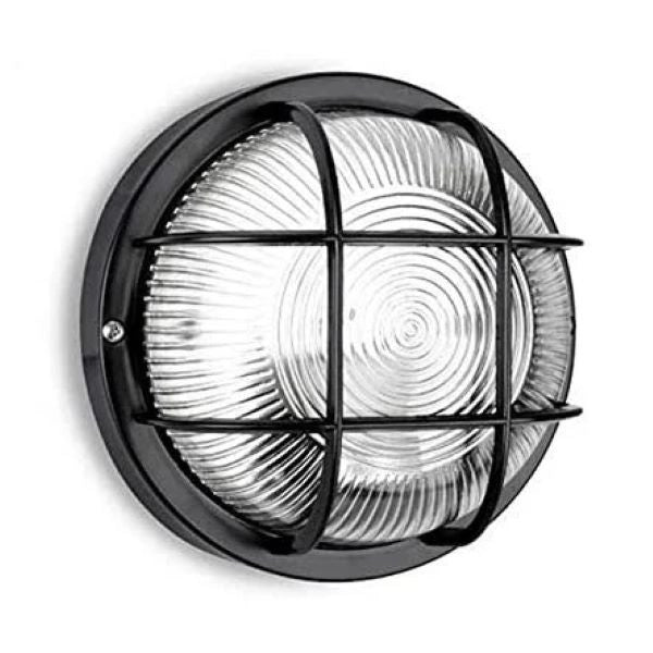 PLAFONIERA SOFFITTO/APPLIQUE PARETE TONDA NERA DA ESTERNO 1XE27 TURTLE FAN