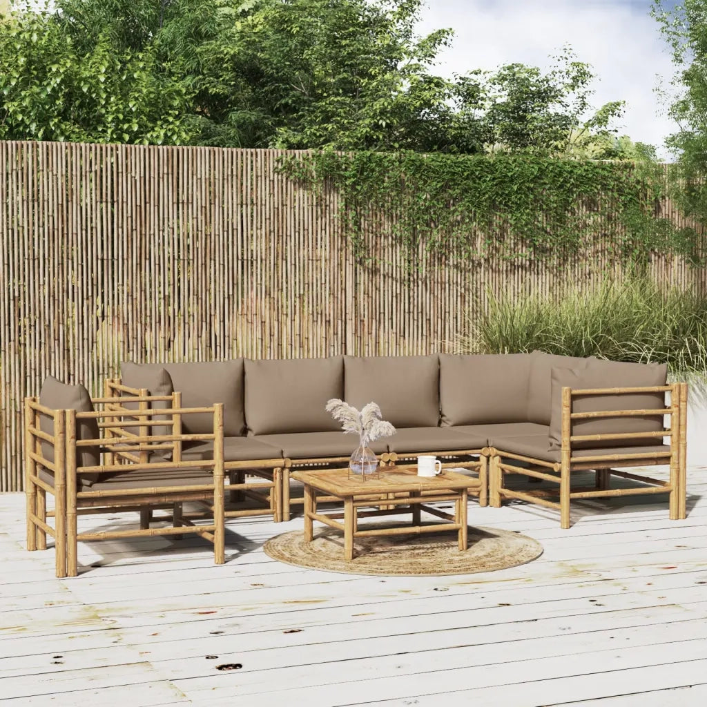 Set Salotto da Giardino 7pz con Cuscini Tortora BambÃ¹cod mxl 100295