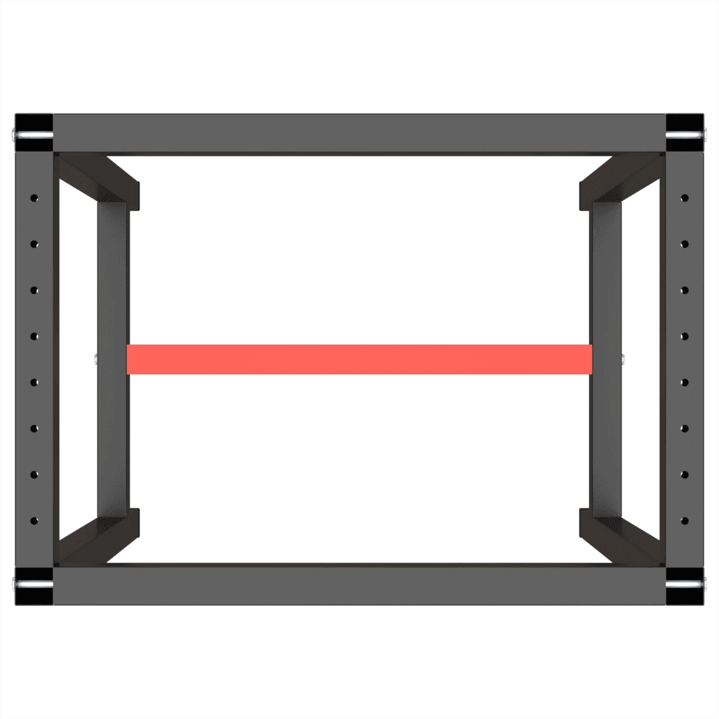 Telaio per Banco da Lavoro Nero Rosso Opaco 70x50x79 cm Metallo 151449