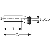 Prolunga per curva di risciacquo con manicotto Geberit, disassato