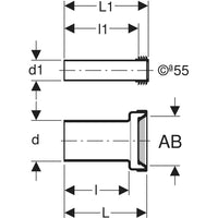 Set per allacciamento Geberit per WC sospeso, lunghezza 18,5 cm, con guarnizione a labbro