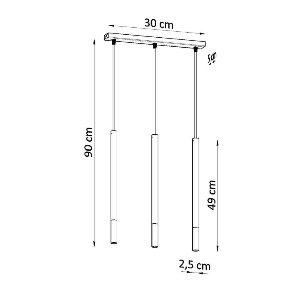 Lampada a sospensione VITREO 3 luci nero/cromo Pure Lume