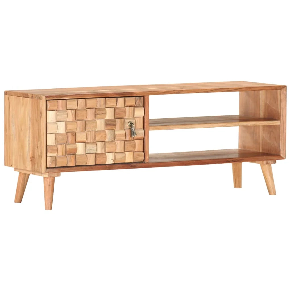 Mobile TV multimediale mensola TV credenza TV per sala da pranzo soggiorno camera da letto 100 x 35 x 40 cm legno massello di acacia marrone 02_0025483