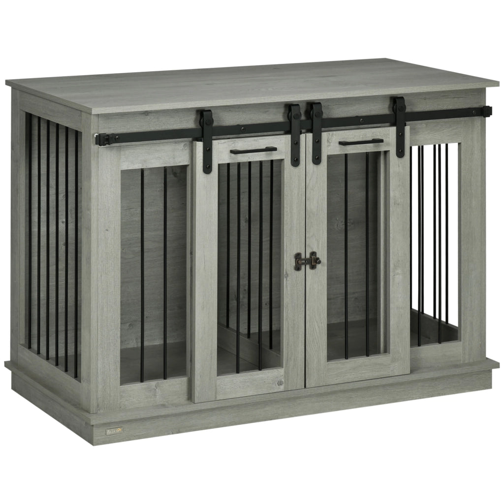 Gabbia per cani ¨C zephmum ¨C Grigio, 2 porte, design rustico
