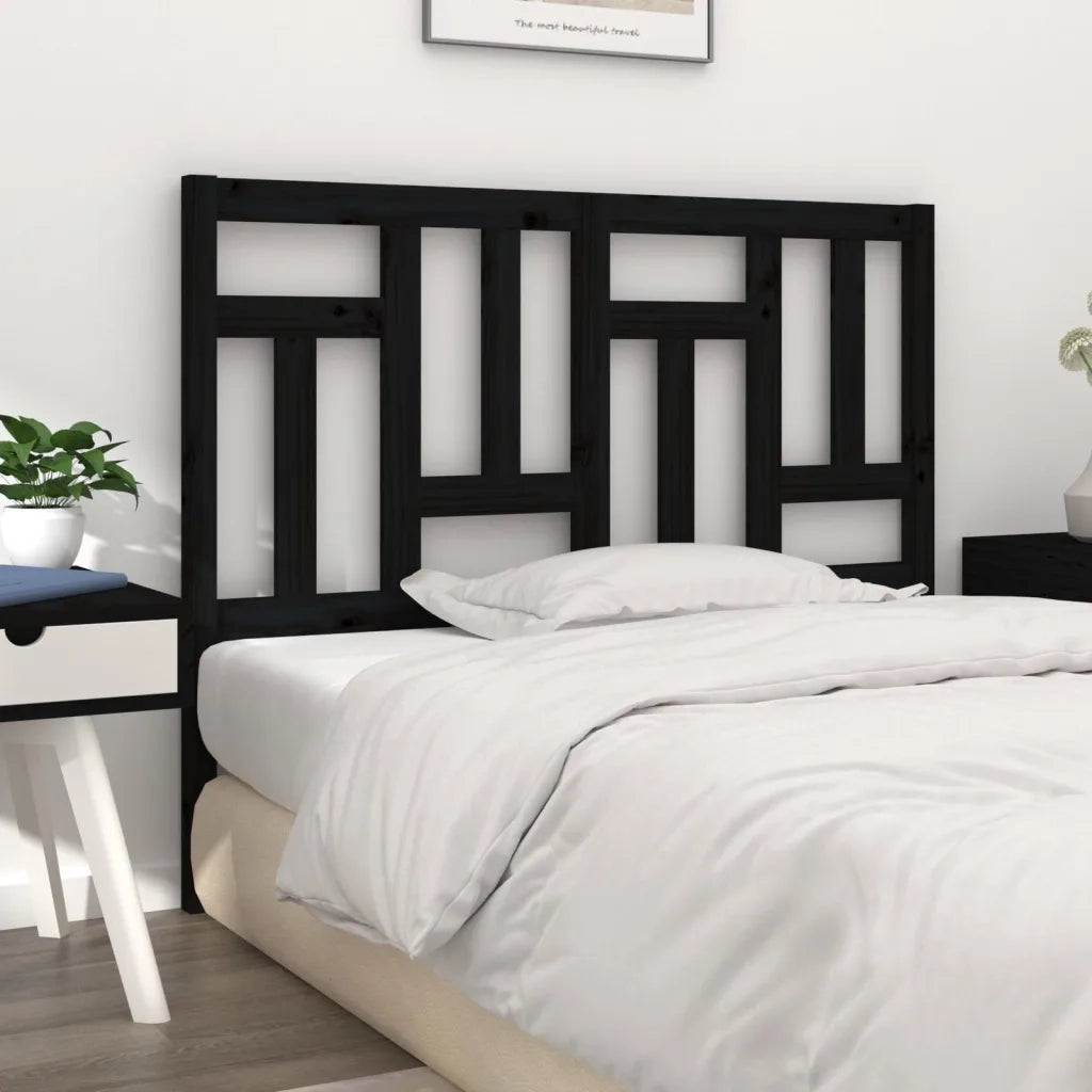 Testiera per Letto Nera 205,5x4x100cm in Legno Massello di Pino 818994