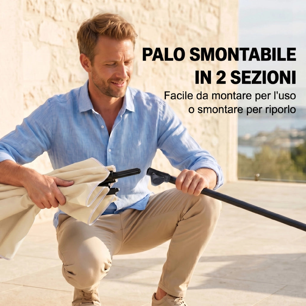 Ombrellone da Giardino Rettangolare Regolabile ¨C zephmum ¨C Alluminio Beige 2x1.3x2.5 m