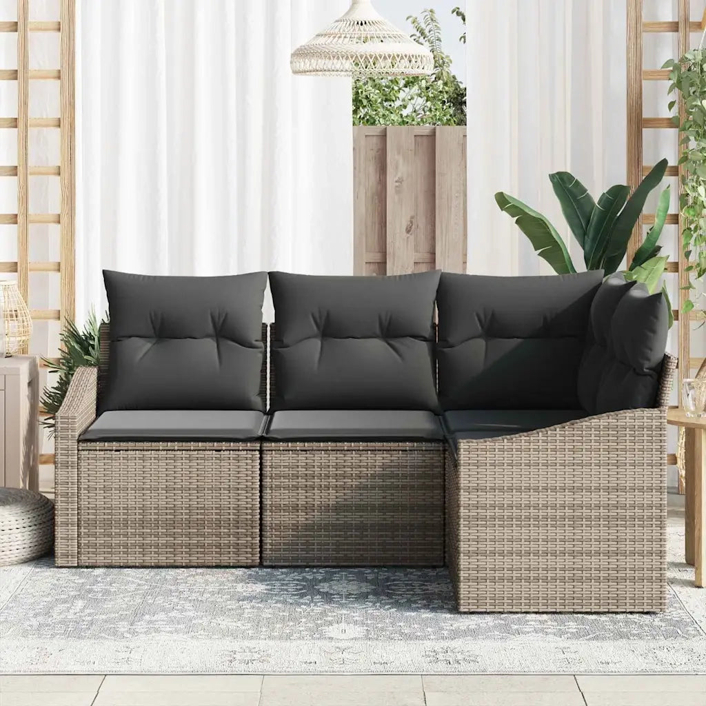 Set di divani con cuscino 4 pcs Grigio polyrattan 3346699