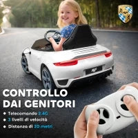 Macchina per Bambini 3-5 Anni con Licenza Ufficiale RUF GT, Telecomando, Cintura di Sicurezza e Musica, Bianco
