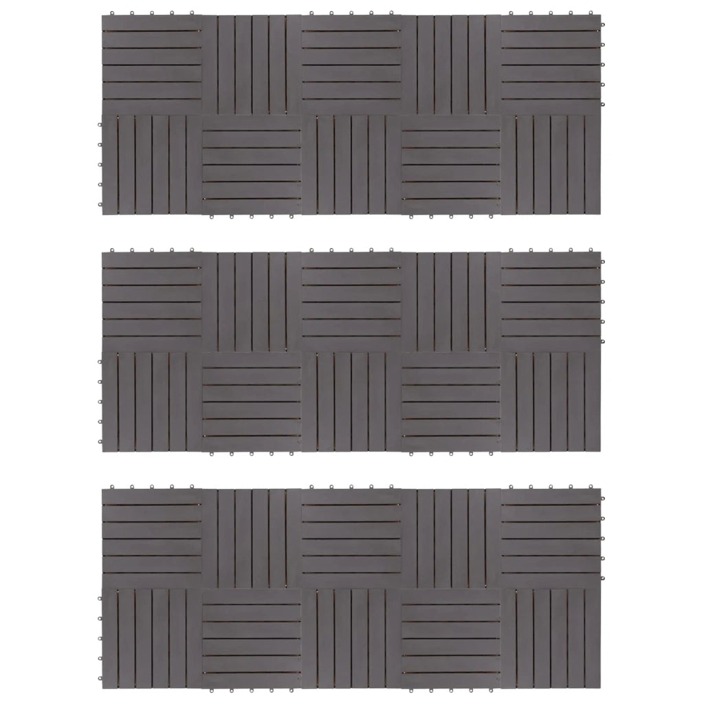 Piastrella per Decking 30 pcs Grigio 30 x 30 cm Legno di Acacia