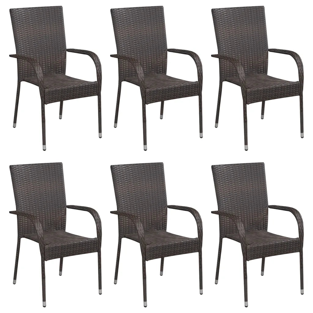 Set Mobili da Pranzo Giardino 7 pz in Polyrattan Marrone cod mxl 41782