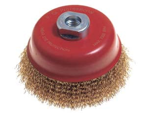 SPAZZOLA A TAZZA FILI ACCIAIO PER SMERIGLIATRICE EXTRA- - ø mm.75 foro filettato 14 MA - 2 blister EXCEL