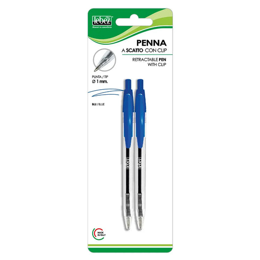 PENNA A SCATTO CON CLIP inchiostro blu  - LEBEZ