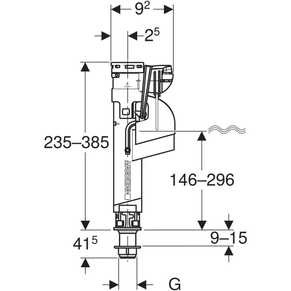Geberit Rubinetto a galleggiante Geberit tipo 360 allacciamento idrico inferiore, 3/8", codolo in materiale sintetico