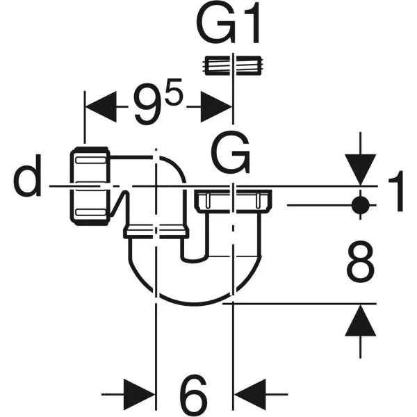 SIFONE PER VASCA e doccia IN PP  11/2  11/4 Uscita Ø 40 GEBERIT