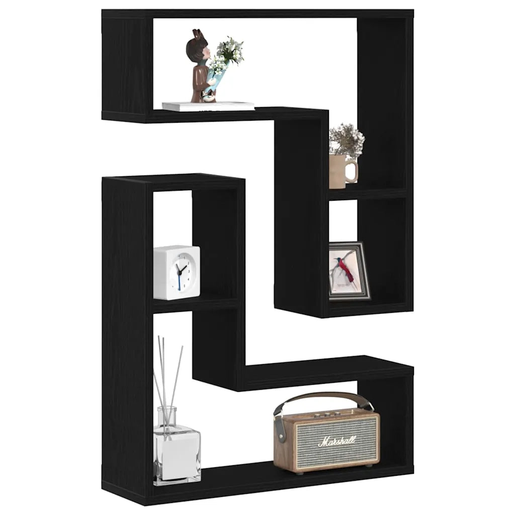 Scaffale da parete 2 pcs Rovere Nero 50 x 15 x 85 cm 862651