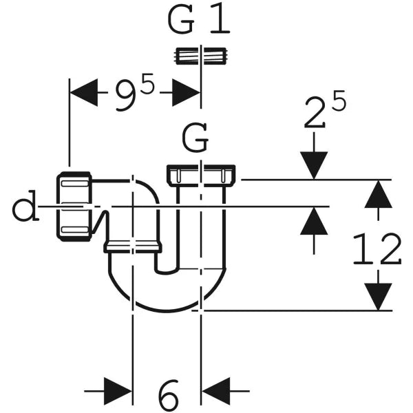 SIFONE PER PIATTO DOCCIA IN PP  11/211/4 Uscita Ø 40     GEBERIT