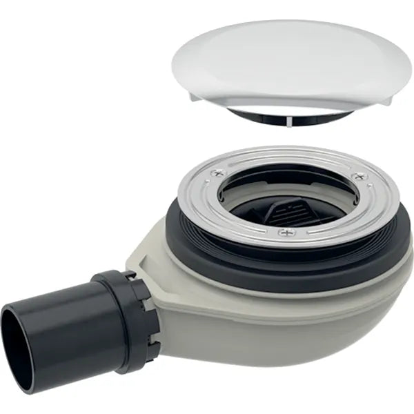 Sifone doccia Geberit d90, con tappo per piletta, altezza della chiusura idraulica 30 mm, scarico in PE