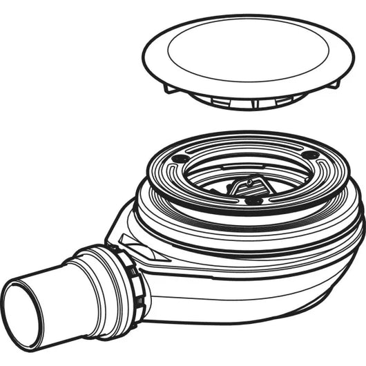 Sifone doccia Geberit d90, con tappo per piletta, altezza della chiusura idraulica 30 mm, scarico in PE