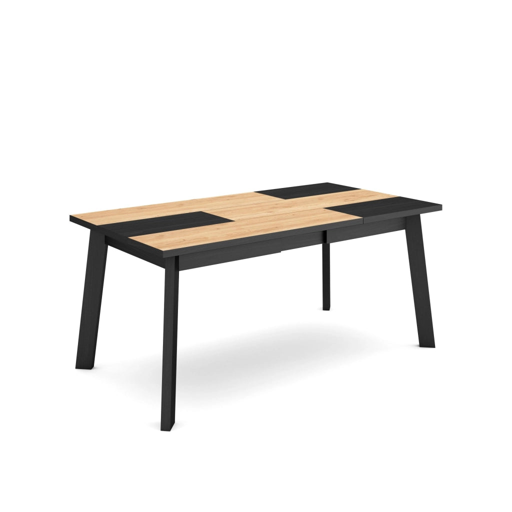Tavolo da Pranzo, 168x90x74cm, Per 8 persone, Gambe in legno, colore Rovere e nero RF2882