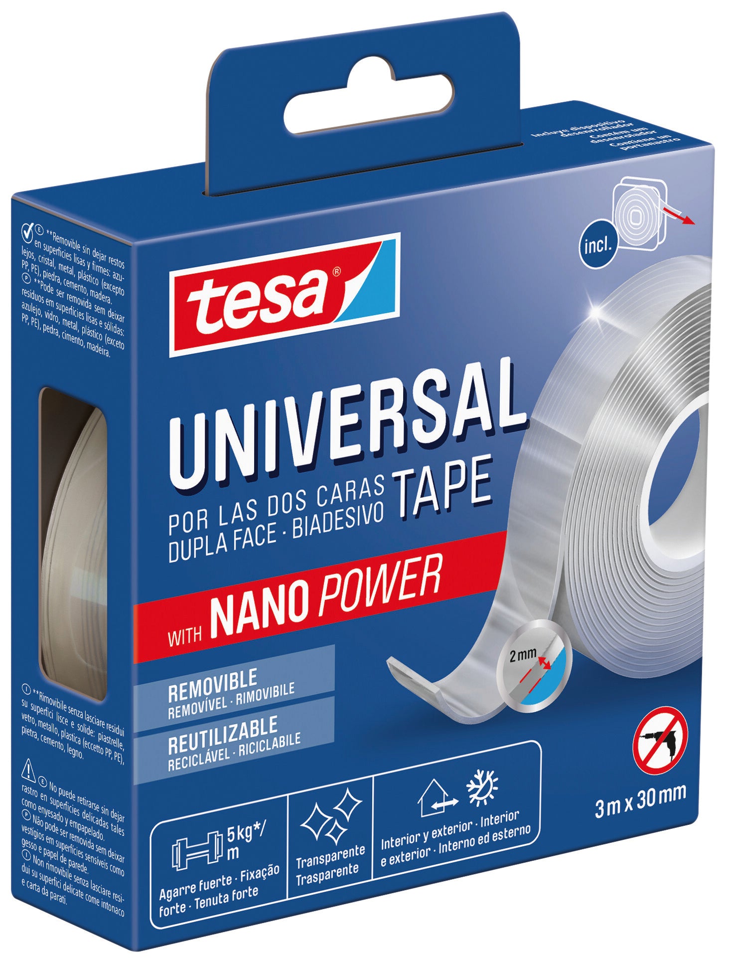 Tesa NASTRO BIADESIVO UNIVERSAL TAPE NANO POWER mm. 30x3 mt. col. Trasparente