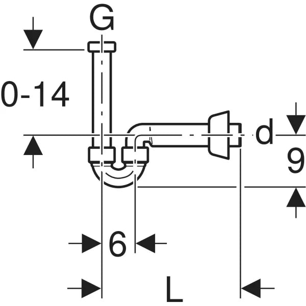 Sifone curvo Geberit per lavabo e bidet, scarico orizzontale orientabile Ø 40 x 11/4 bianco