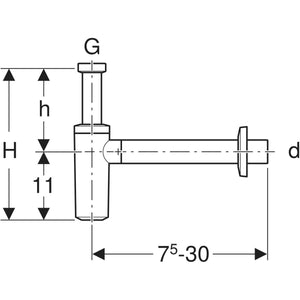 Sifonea a vista tubo ad immersione Geberit per lavabo con rosone alla piletta scarico orizzontale  Ø 40 x 11/4 bianco