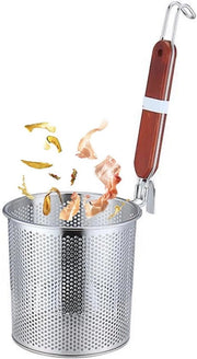 Setaccio per Pasta in Acciaio Inossidabile con Maniglia in Legno - Ideale per la Sciacquatura della Pasta