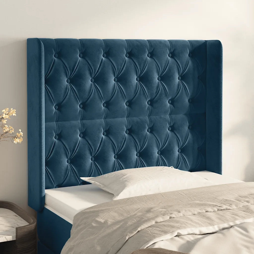 Testiera ad Orecchio Blu Scuro 93x16x118/128 cm in Velluto 3119956