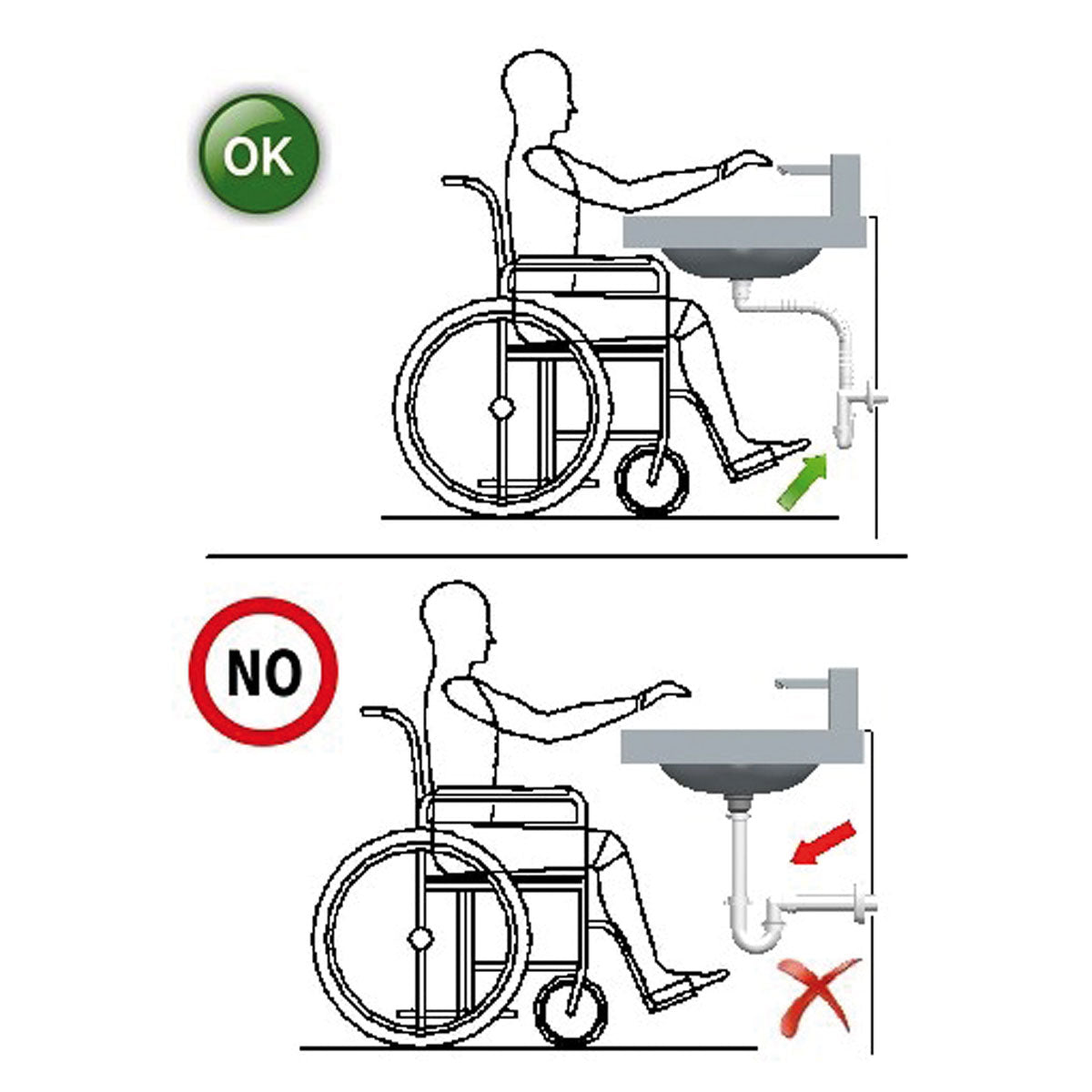 SIFONE SALVA SPAZIO PER LAVABO DISABILE Scarico Ø 40 LIRA