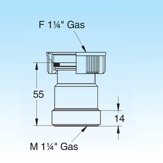 PROLUNGA SIFONI PER LAVABO DA APPOGGIO H.55 F 11/4 x M 1 1/4 LIRA