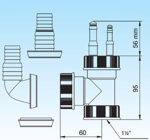 ATTACCO PER SCARICHI CONDENSA. LAVATRICE E LAVASTOVIGLIE 11/2 LIRA raccordo a tee