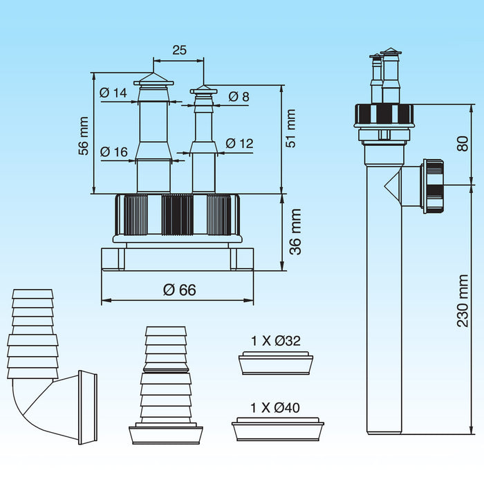 RACCORDO A TEE PER SCARICHI CONDENSA  Ø 32 LIRA