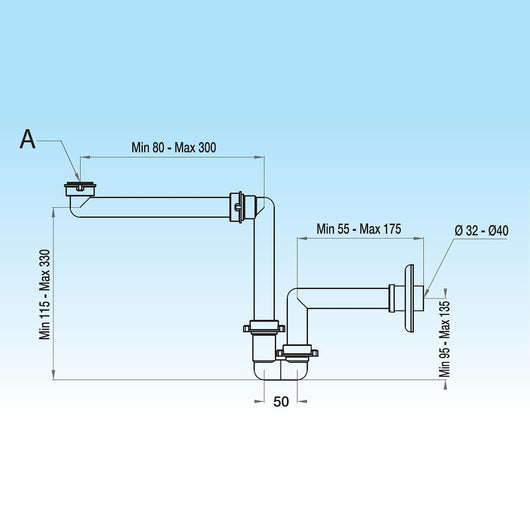 SIFONE SALVASPAZIO PER LAVABO CONSOLLE  11/4 x 32÷40     LIRA
