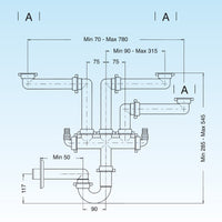 SIFONE 3 VIE 'SPAZIO 3' 11/2 Tubo scarico P.P. Ø 40 LIRA 9.1273.06