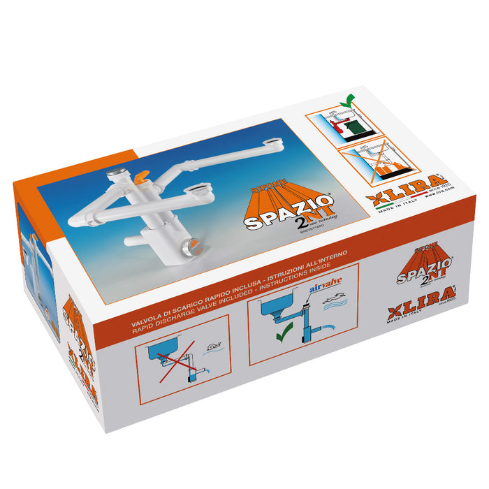 SIFONE SALVASPAZIO PER LAVELLO ISPEZIONABILE A 2 VIE SPAZIO 2 NT  11/2  Ø 40 LIRA