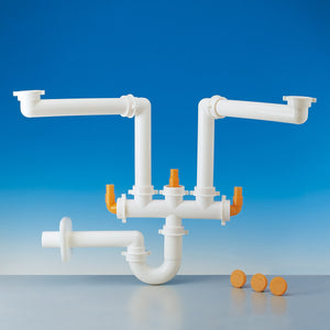 Sifone salvaspazio per lavelli a due vasche Ø 40 LIRA