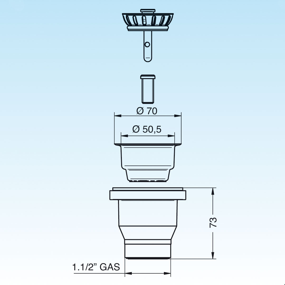 PILETTA Basket Mini per lavelli inox e sintetici con foro di scarico Ø 60