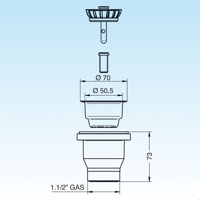 PILETTA Basket Mini per lavelli inox e sintetici con foro di scarico Ø 60