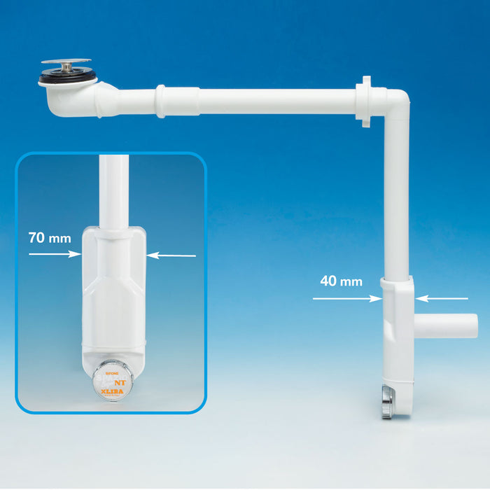 Kit Spazio Bagno NT SIFONE SALVASPAZIO PER LAVABO + Piletta Basket Bagno Bassa