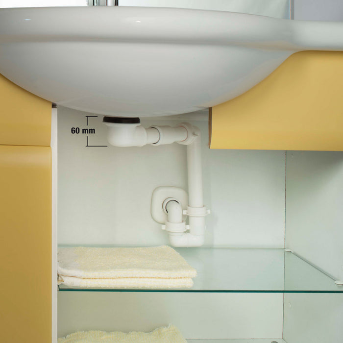 Kit spazio bagno SIFONE SALVASPAZIO PER LAVABO + PILETTA BASSA Bianco LIRA